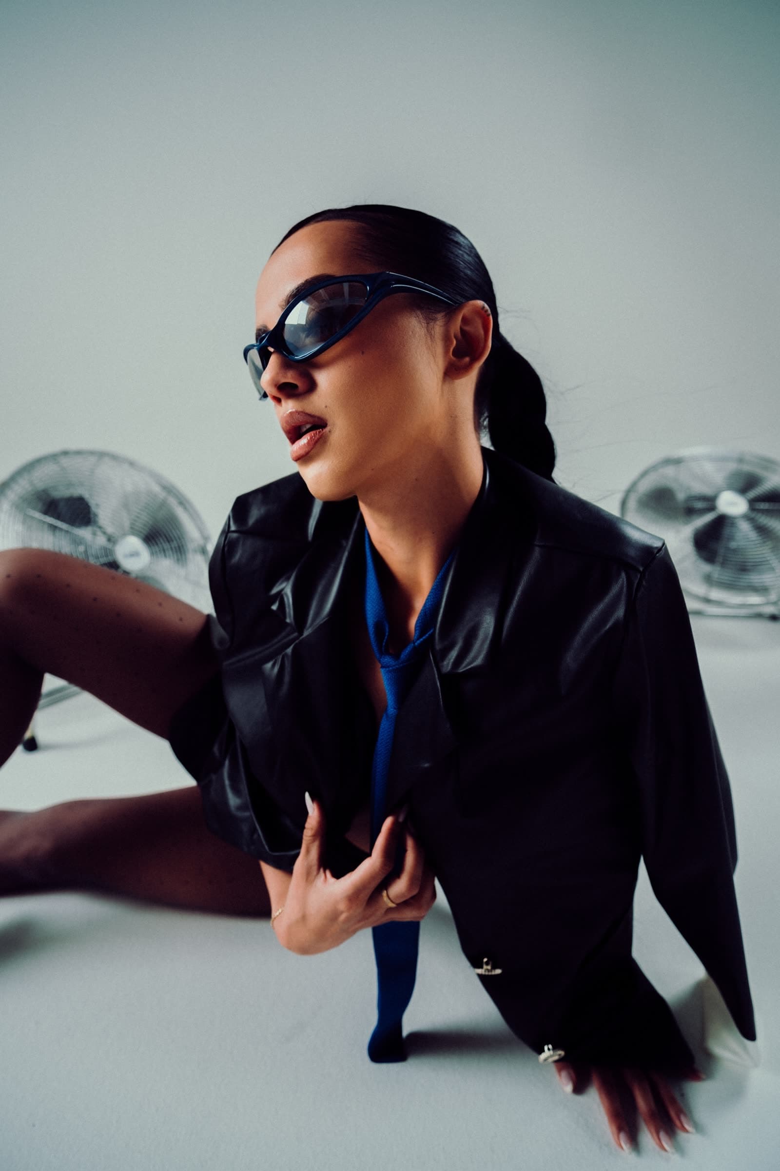 CICIBI in a leather editorial crawl